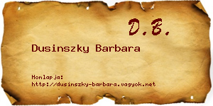 Dusinszky Barbara névjegykártya